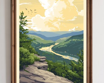 Hay Rock Carvins Cove - Appalachian Trail | Vintage WPA Style Retro Virginia Travel Poster 12"x18"