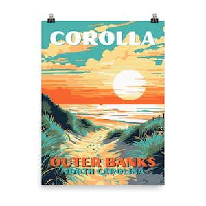Corolla North Carolina Outer Banks Beach WPA National Park Style Art Print | Retro Outer Banks Travel Art Print  |  Museum Quality