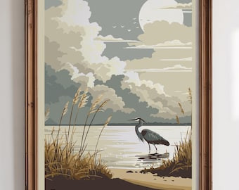 Chesapeake Bay | National Park-Style Vintage WPA Travel Art  | Virginia • Delaware • Maryland | 12" x 18" Print