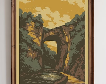 Natural Bridge State Park - National Park Style Art Print | Vintage WPA Style Retro Virginia Travel Poster 12"x18"