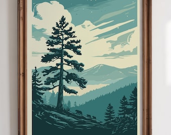 Great Smoky Mountains National Park Vintage WPA-Style Travel Art  |  12" x 18" Print