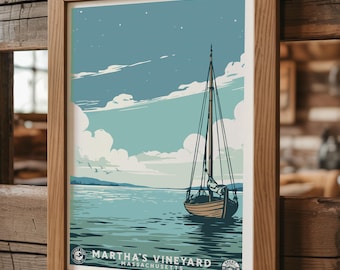 Martha's Vineyard, Massachusetts  -  New England | WPA Travel Art Poster Print | 12" x 18" Print