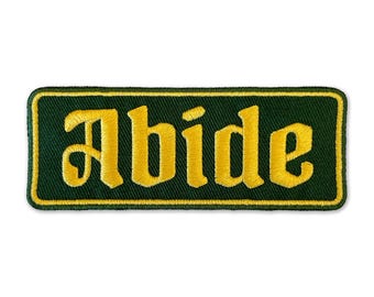 ABIDE Embroidered Patch - Iron-On Patch 4" x 1.5" - Gothic Font Great for Trucker Hats NEW