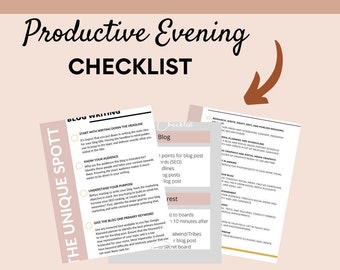 Productive Daily Routine Checklist | Evening  Routine | Printable Planner| Letter Size