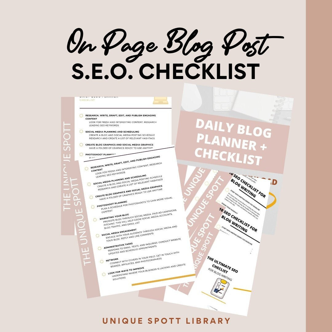 Blog Post SEO Checklist | Blogger Guide (PDF) - Etsy