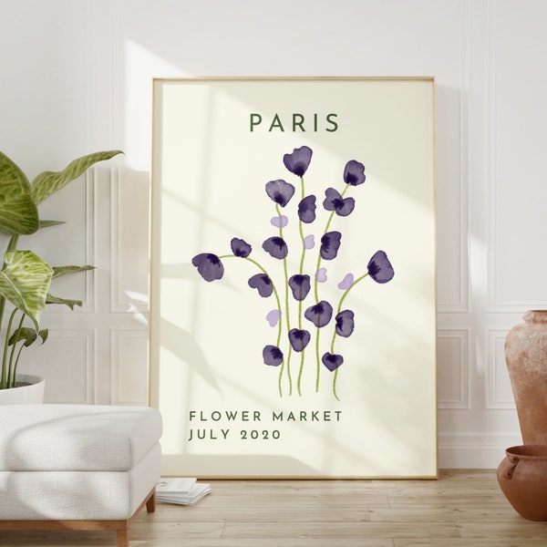 Flower Market Print, Digital Download, Printable Paris Decor, Trendy Travel Posters, Floral Exhibition, Minimalist Botanical Paintings