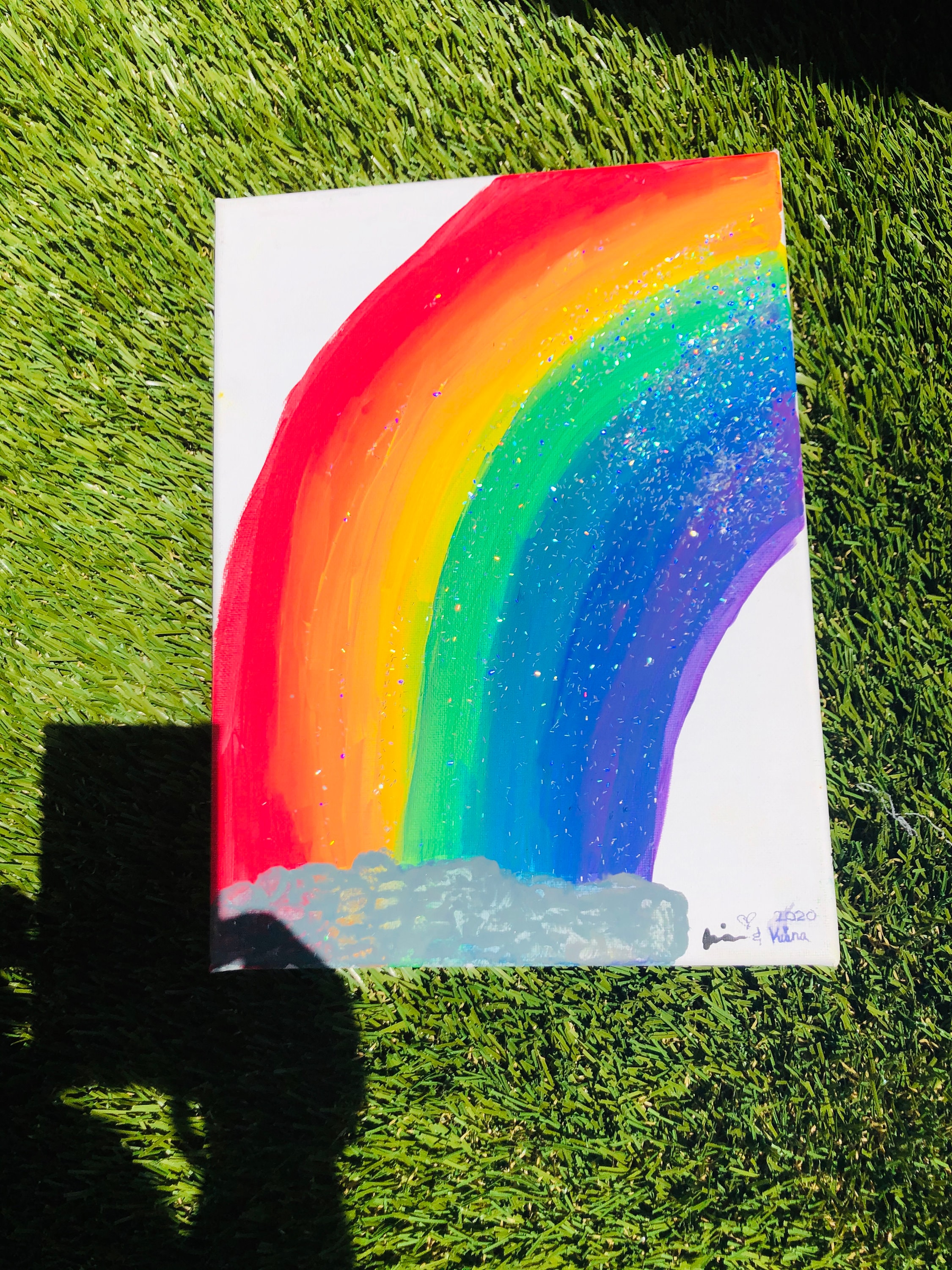 Rainbow painting rainbow painting with clouds 9x12 rainbow Etsy