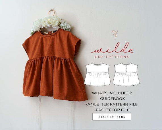 Simple and Easy Dress/top PDF Sewing Pattern | Button Back | Projector & A0 Print File | Beginner Friendly