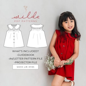 Beatrice Collar Dress PDF Pattern - 9/12months - 8 years old - Projector Files
