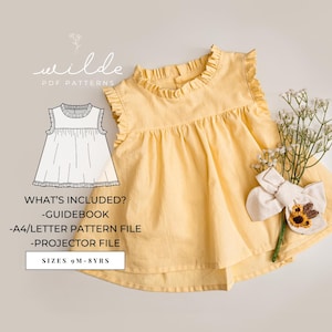 Ruffle Yoke Top PDF Pattern - 12months - 8 years old - Projector Files