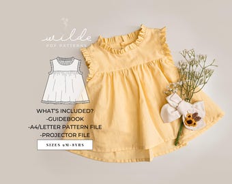 Ruffle Yoke Top PDF Pattern - 12months - 8 years old - Projector Files