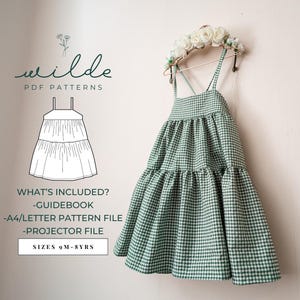 Mauve Summer Dress PDF Pattern - 12months - 8 years old - Projector Files