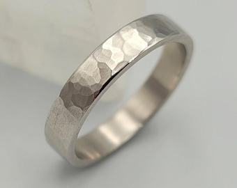 Hammered Sterling Silver Wedding Band, Unisex Ring