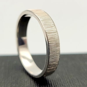 Tree Bark Silver Wedding Ring, Unisex Silver Ring, Thumb Ring, Engraved Ring, Everyday Ring, Mens Womens Wedding Band, Gift for Him