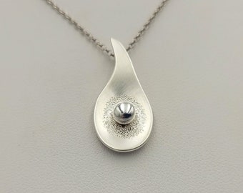 Sterling Silver Teardrop Necklace, Drop Silver Pendant, Minimalistic Simple Necklace, Dainty Pendant, Elegant Gift for Her, Bridal Jewelry