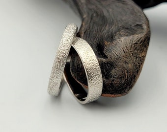 Bagues de mariage en argent, ensemble de bandes de mariage en argent sterling, bagues en argent pour lui et elle, cadeau de couples, bandes de fiançailles, bagues assorties en argent