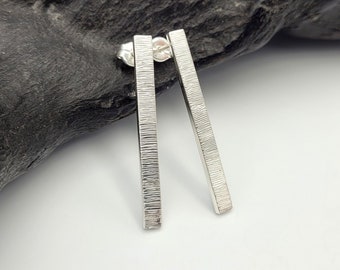 Sterling Silver Bar Earrings, Bar Stud Earrings, Long Line Earrings, Minimalist Studs, Everyday Earrings, Gift For Women