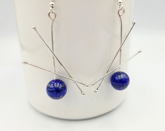 Lapis Lazuli Earrings, Lapis Drop Earrings, Blue Lapis Dangles, GemStone Jewelry, 925 Silver Earring, Handmade Earring, September Birthstone