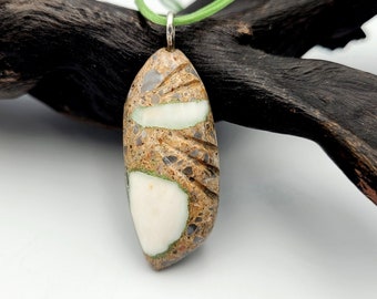 Hand Carved Pebble Necklace, Pebble Stone Pendant, Artisan Necklace, One of a Kind Jewelry, Minimalistic Pendant, Gift for Friend