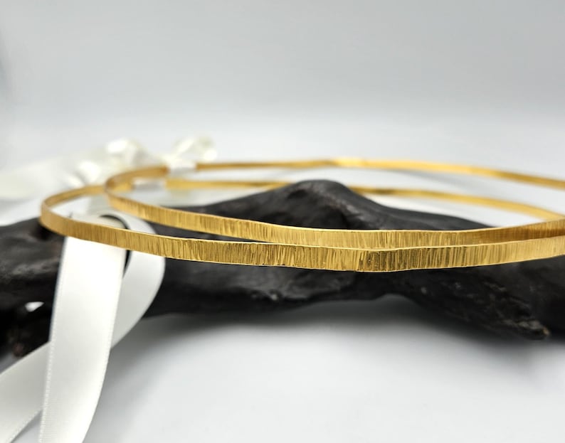 Hammered Gold Plated Orthodox Wedding Crowns, Greek Stefana, Wedding Headpieces