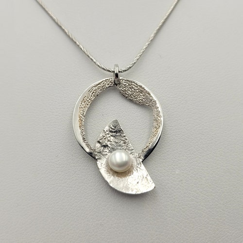 Moon Pearl Charm Necklace, Silver Moon Necklace, Moon Jewelry, Bridal Pearl Pendant, hotsell Bridal Jewelry, Bridesmaid Gift, Anniversary Gift