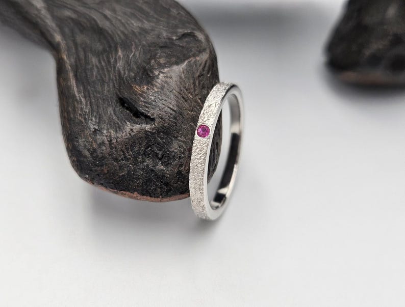 White Gold Solitaire Ruby Ring, Minimalist Promise Ring, Proposal Band for Woman
