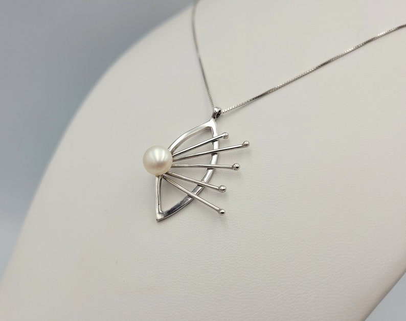 Handmade Sterling Silver Pearl Pendant Necklace - Modern Statement Jewelry