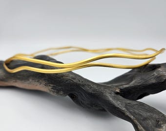 Minimalist Gold-Plated Wedding Crowns, Greek Stefana Orthodox Headbands, Wavy Brass Headpieces