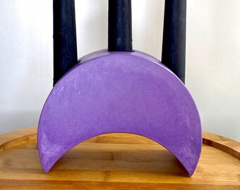 Crescent Moon Candle Holder, purple color ~ handmade taper candle holder