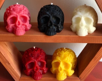 Skull candle ~ vibrant color, unscented ~ 100% beeswax