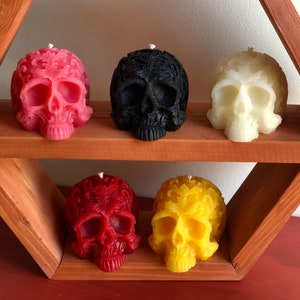 Skull candle ~ vibrant color, unscented ~ 100% beeswax