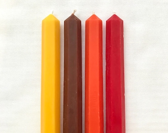 Colorful 10" Hexagonal taper candles ~ Candle magick & ritual, spell candle ~ natural wax, beeswax and soy wax blend