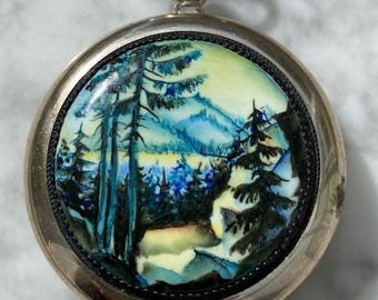 Handpainted Vintage  Mechanical Pocket Watch