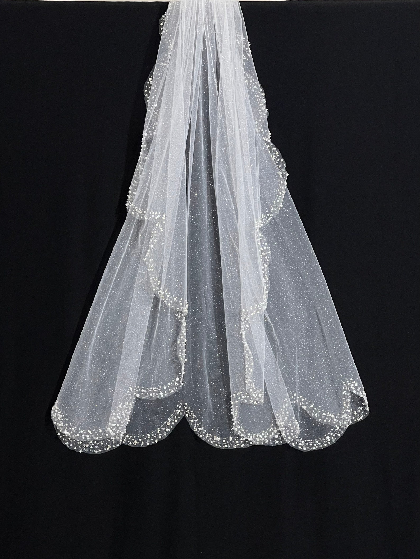 Glitter Angel Cut Veil Waterfall Wedding Veil With Glitter Etsy