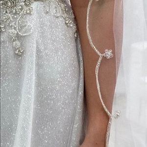 One of kind Wedding Veil, Beaded, Rhinestone and Crystal veil with amazing details, Free Tulle samples