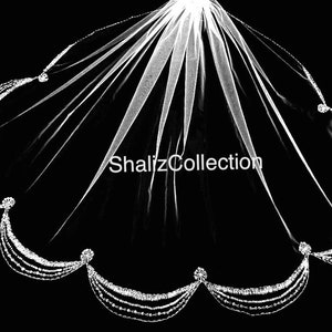 One of kind Wedding Veil, Beaded, Rhinestone, Sequin, and Crystal veil with amazing details, Free Tulle samples