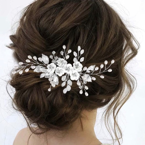 Peigne de mariée en cristal, strass floral, peigne de mariage, peigne de mariée, postiche de mariage, peigne de mariage