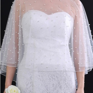 Capelet Pearl veil, capelet wedding, veil with pearls, wedding cover up, bridal cover, bridal topper, color samples