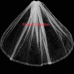 Pearl & Crystal Beaded Veil, Wedding Veil, Beaded Veil, Ivory Veil, White pearl Veil, Elbow Veil, Fingertip Veil, Cathedral Veil,