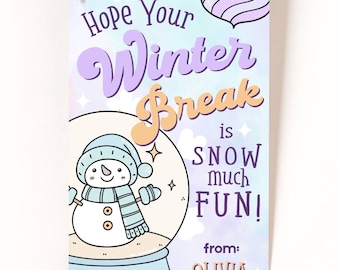 Printable Snowman Gift Tag: Winter Break Classroom Favor (Editable)