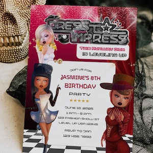 Dress To Impress Roblox Inspired Invitation – Instant Edit 5x7 Printable Fashion Gamer Girl Invite for Birthday Parties