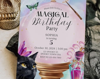 Magical Potion Birthday Party Invitation, Halloween Spooky Kids Costume (Digital Download)