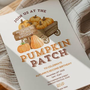 Fall Harvest Birthday Invitation | Rustic Pumpkin Autumn Party Invite | Editable Thanksgiving Birthday Invitation | Teen Fall Party