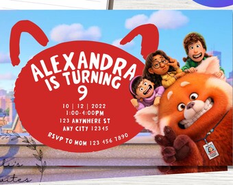 Turning Red Digital Birthday Invitation