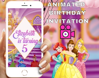 English or Spanish Princess Animated Birthday Invitation
