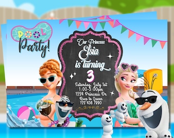 Fever summer Pool Party digital birthday invitation