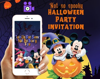 Mickey Mouse Not scary Halloween Animated Birthday Invitation Kids Costume Party