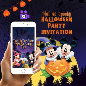 Mickey Mouse Not scary Halloween Animated Birthday Invitation Kids Costume Party