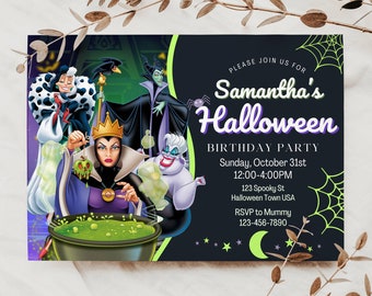 Instant Editable Villain Birthday Halloween Costume October Birthday digital birthday invitation baby kids costume