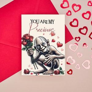 My Precious Valentijnsdag-kaart Gevouwen kaart - direct bewerkbaar - thuis afdrukken - kaart - afdrukbaar - kostbare ring geïnspireerd - geïllustreerd